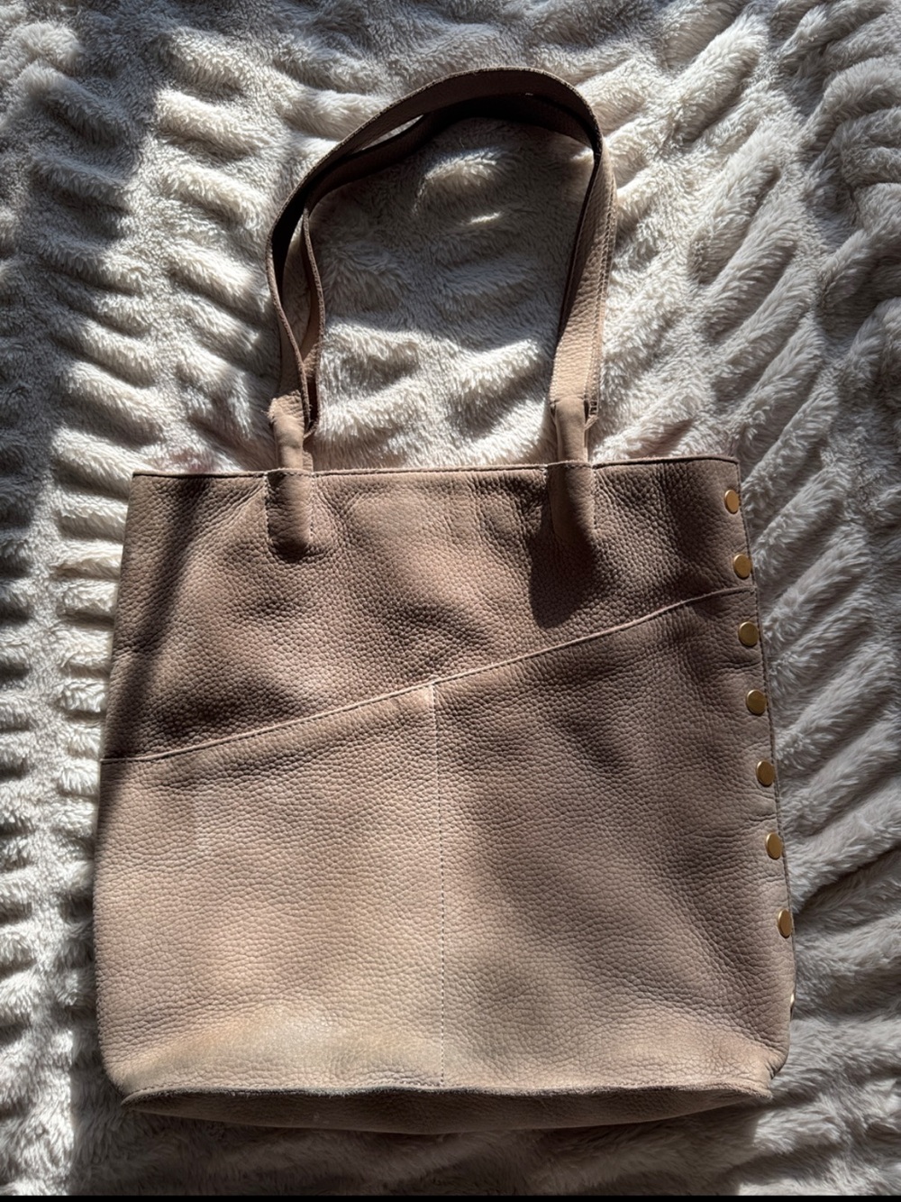 Hammitt Taupe Leather Tote with Gold Studs